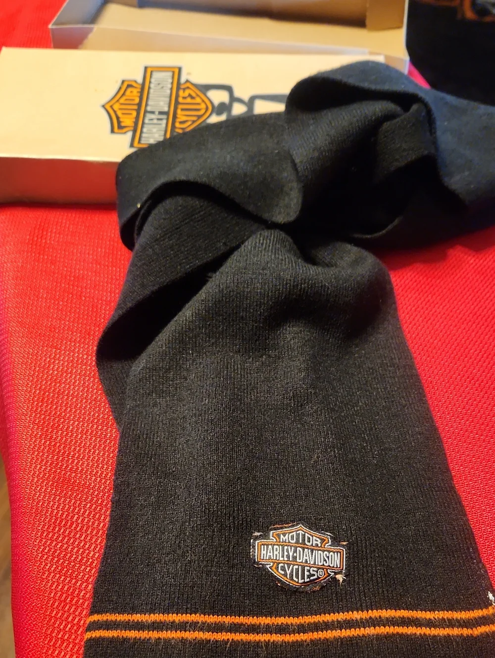Harley-Davidson Black Crew Scarf with Orange Stripes